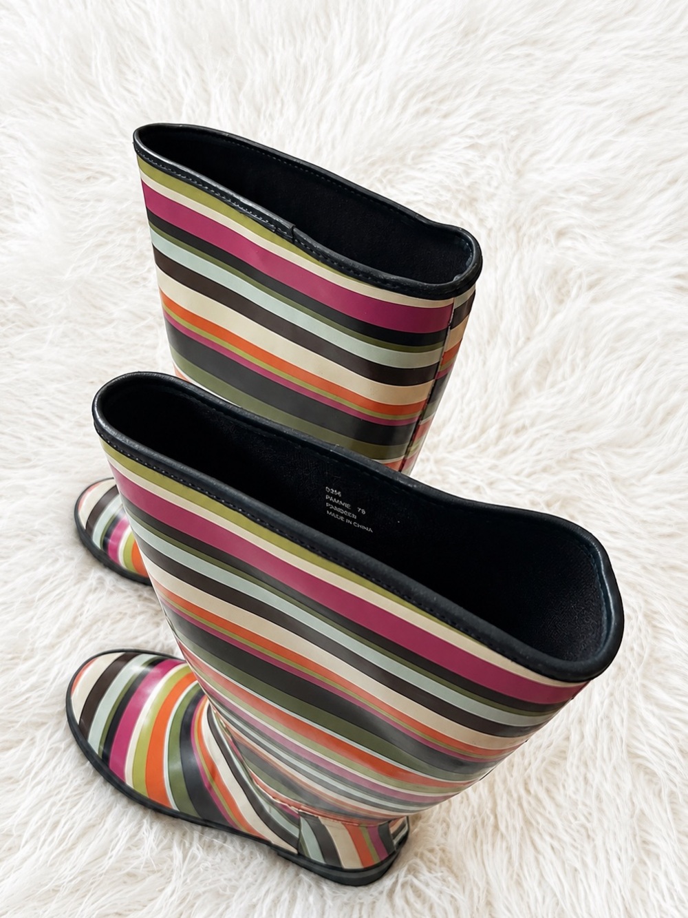 Coach Multicolor Striped Rain Boots Size 7B - Picture 6 of 10